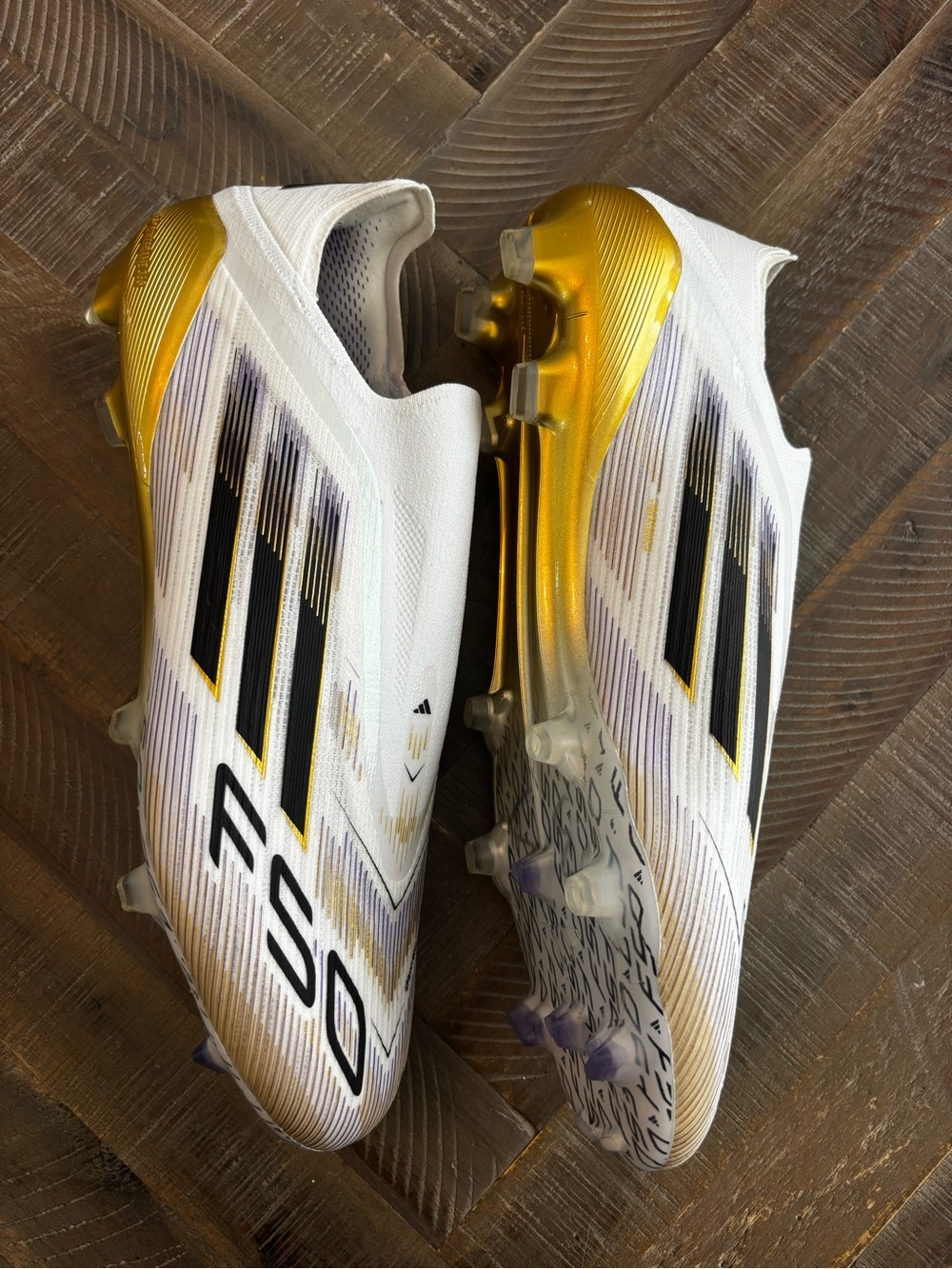 adidas White & Gold F50 Soccer Cleats